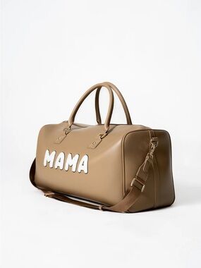 MAMA Taupe Leather Weekender Bag